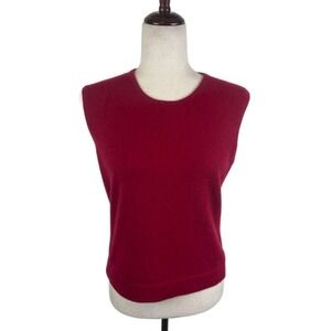 Jones New York 100% Cashmere Red Sweater Vest Cami Women's Size Small Holiday